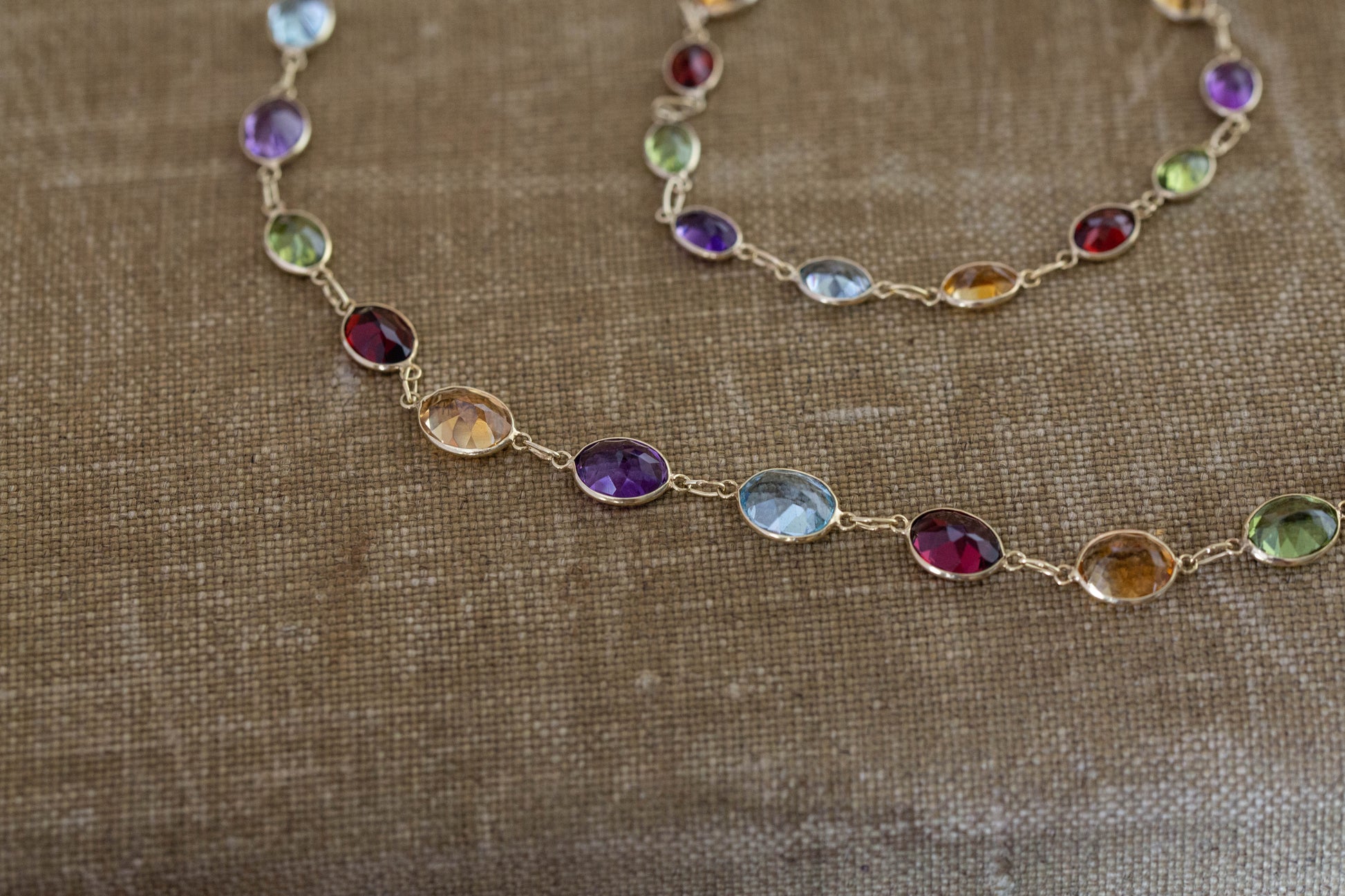 Yellow Gold Multistone Necklace — view 4