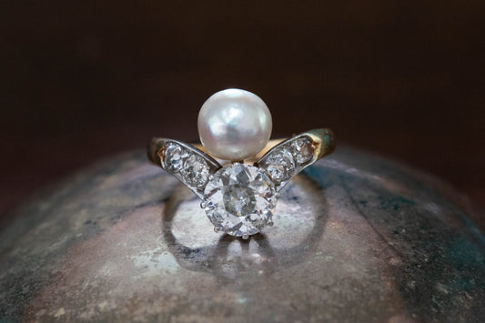 Art Deco Pearl and Diamond Dress Ring