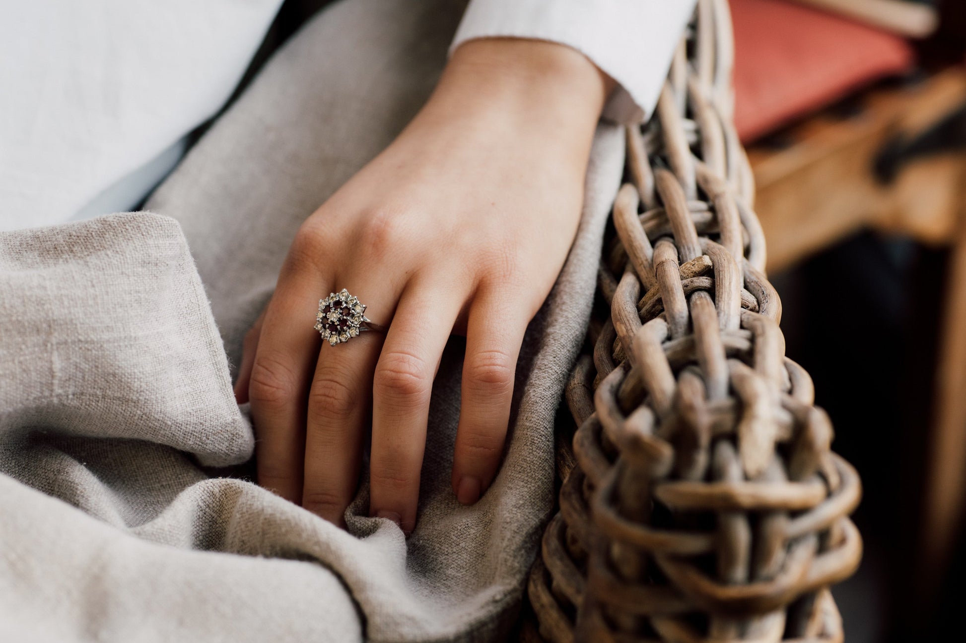 Vintage Ruby and Diamond Cocktail Ring — view 8