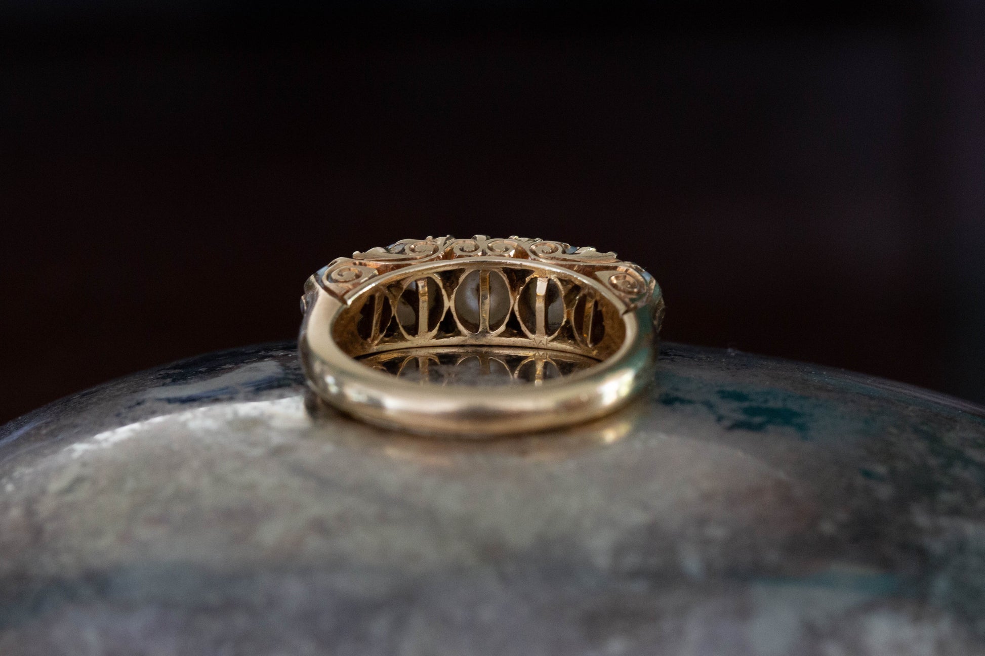A Victorian Pearl and Diamond Half Hoop Ring — view 4