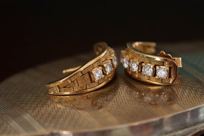 Vintage Diamond Hoop Earrings — view 5