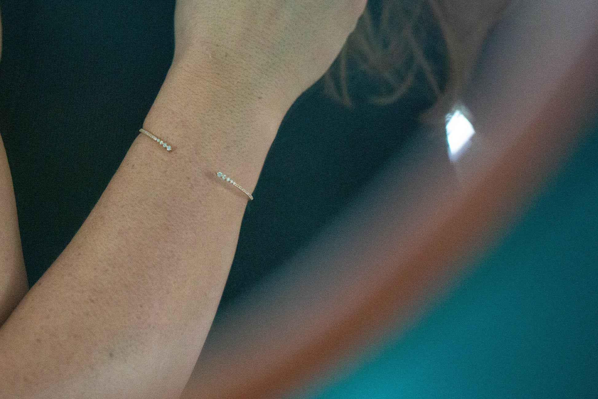 Diamond Set Open Bangle — view 4