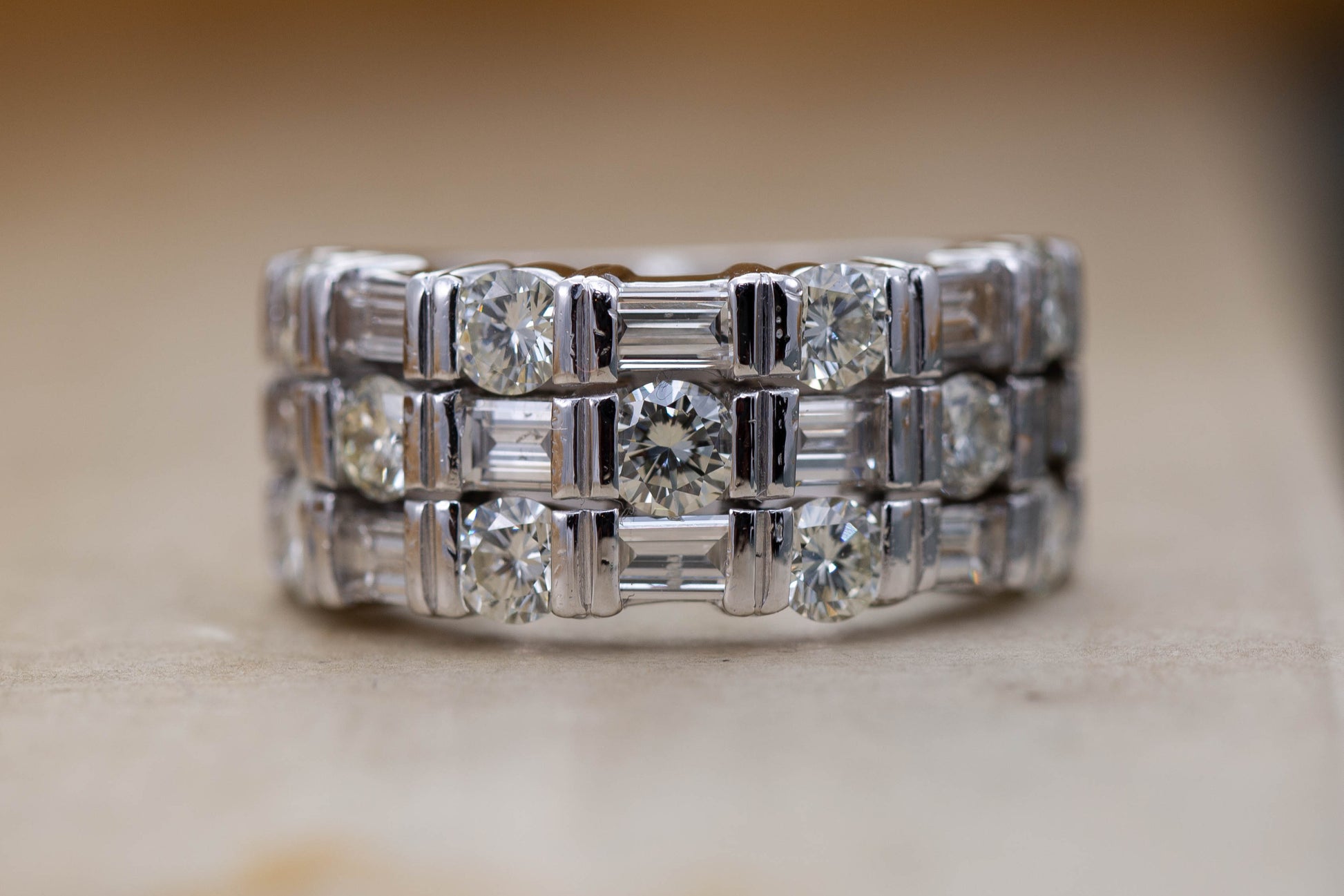 Baguette and Brilliant Cut Diamond Half Eternity Ring