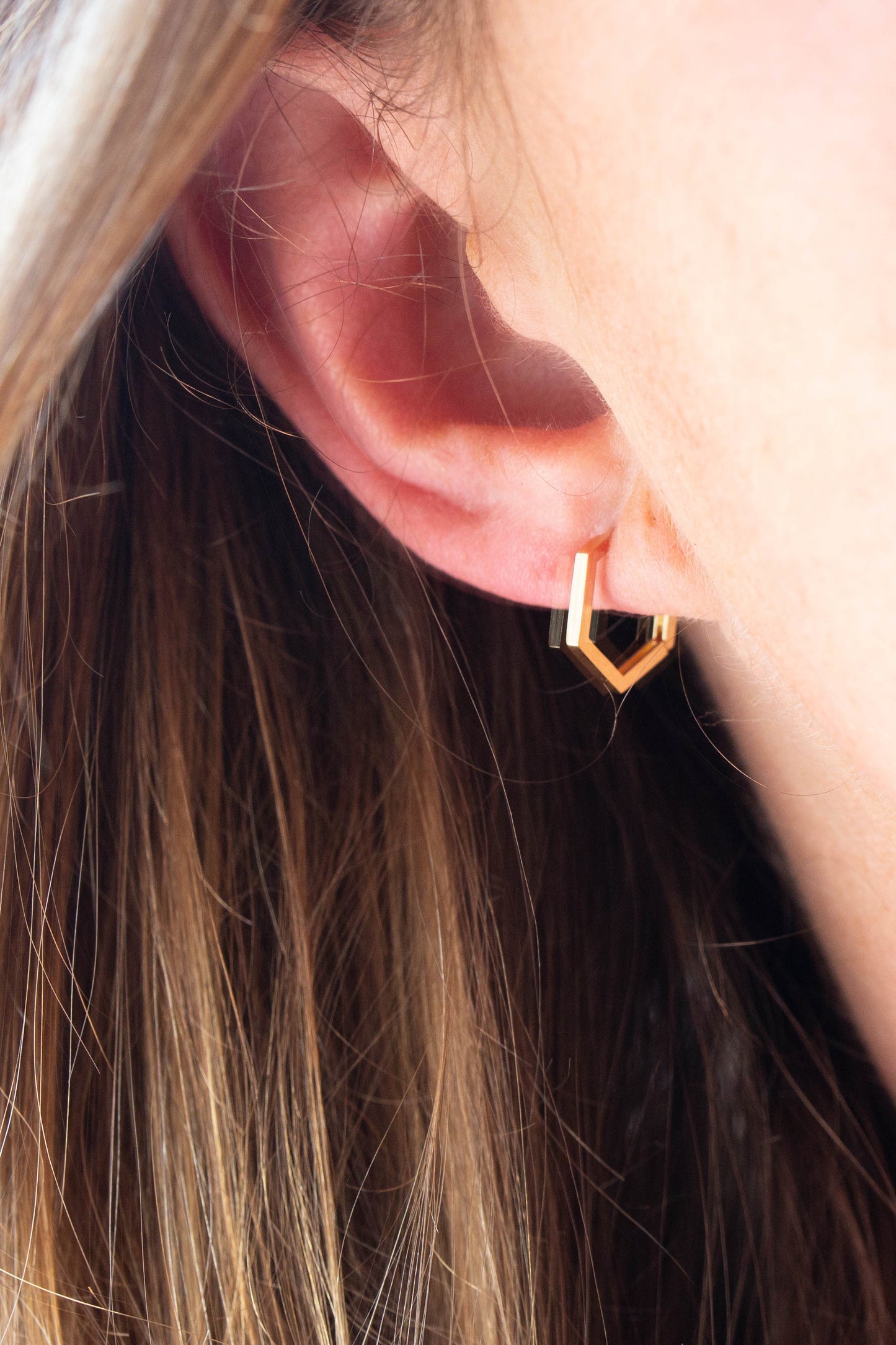 Pentagonal Hoop Earrings — view 2