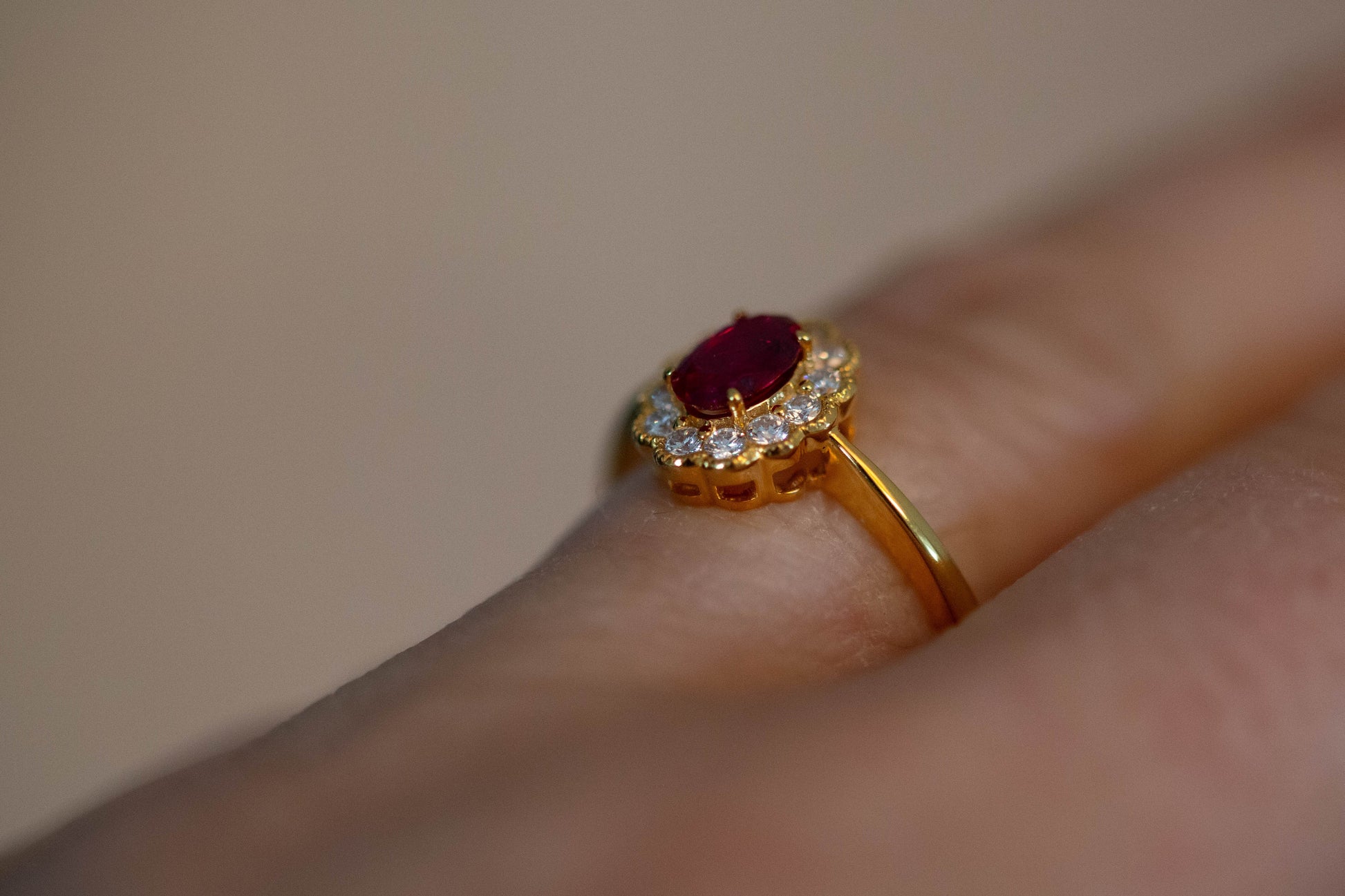 Ruby and Diamond Cluster Ring — view 5