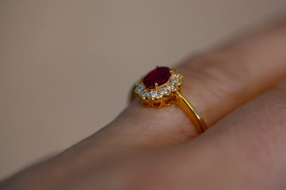 Ruby and Diamond Cluster Ring — view 5