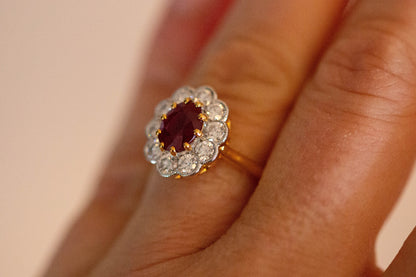 Ruby and Diamond Cluster Ring — view 6