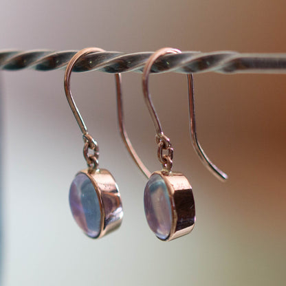 Rose Gold Moonstone Shepherds Hook Earrings — view 2