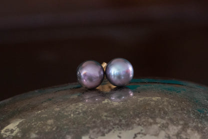 Grey Pearl Stud Earrings