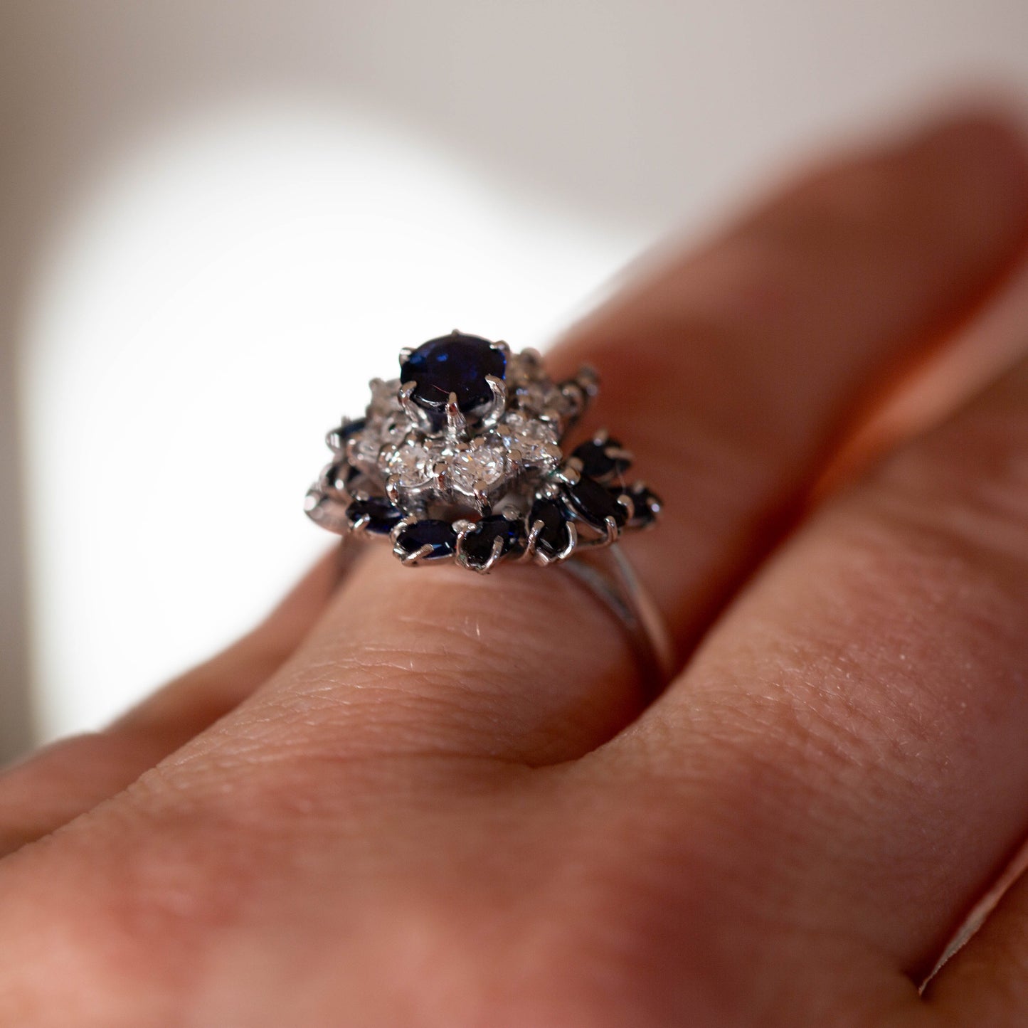 Sapphire and Diamond Cluster Ring — view 6