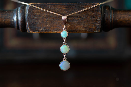 Solid Opal Triple Drop Pendant