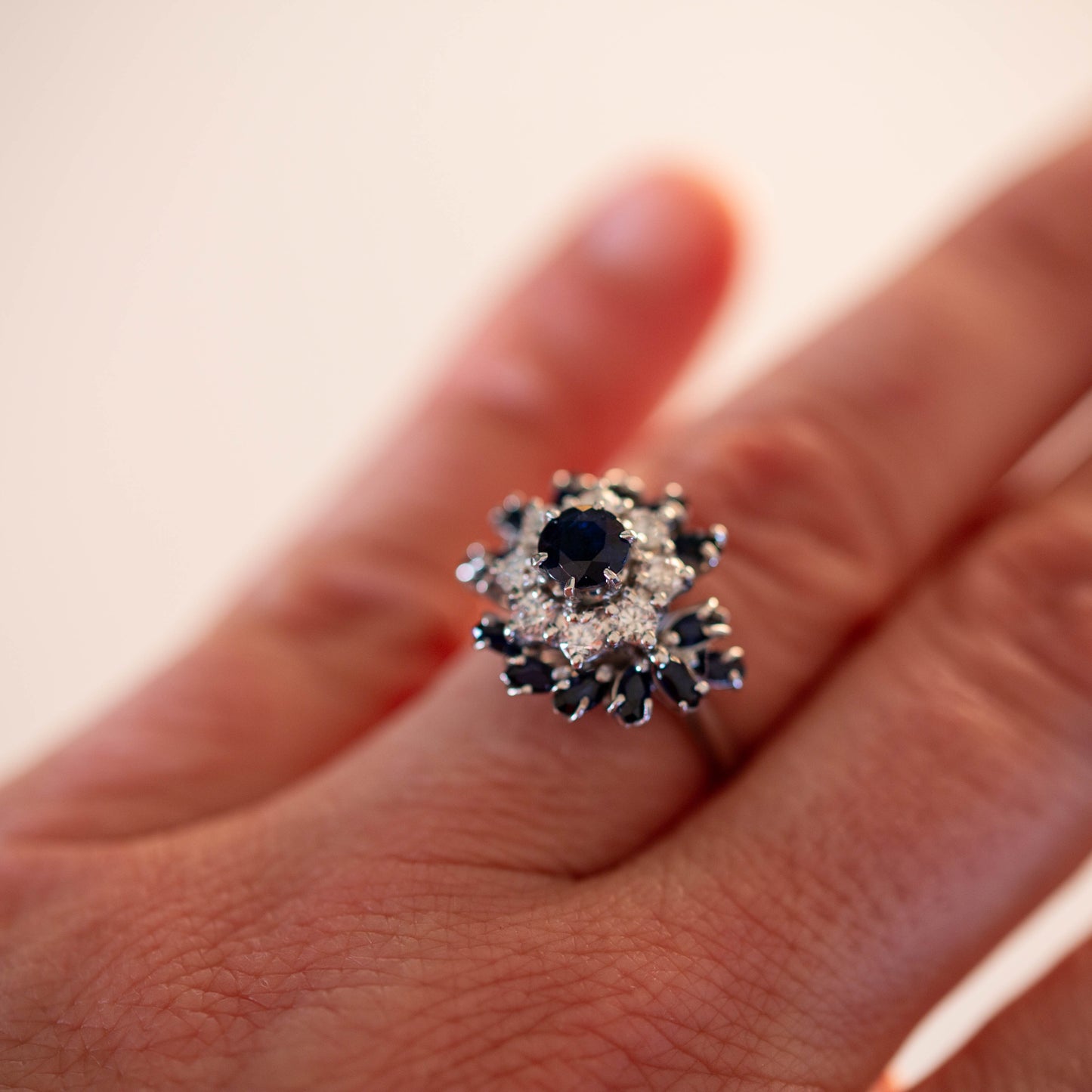 Sapphire and Diamond Cluster Ring — view 7