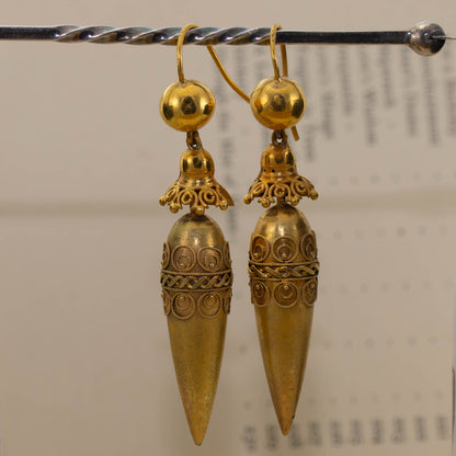 Gold Victorian Drop Earrings — view 3