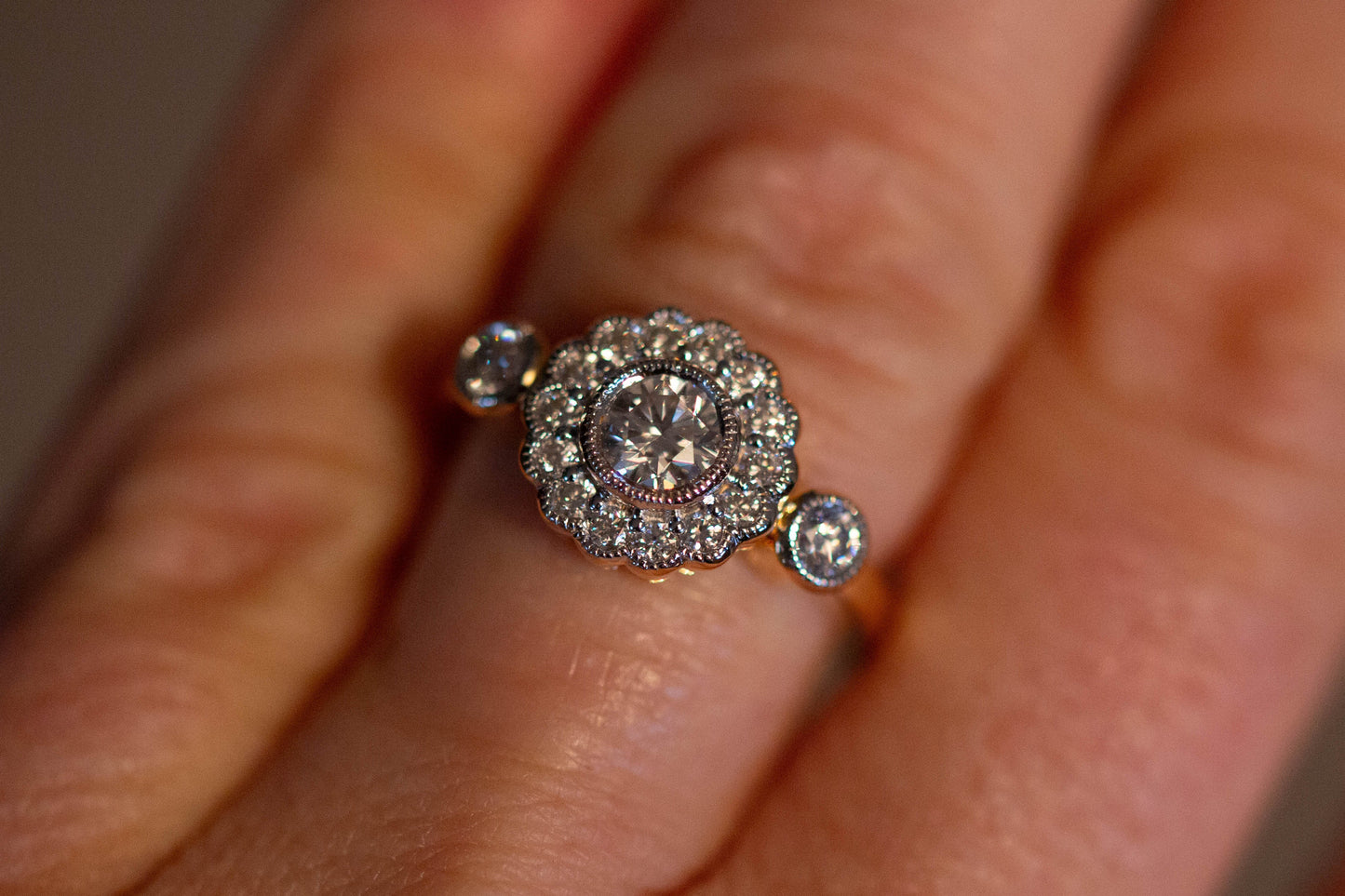 Diamond Daisy Cluster Ring — view 5