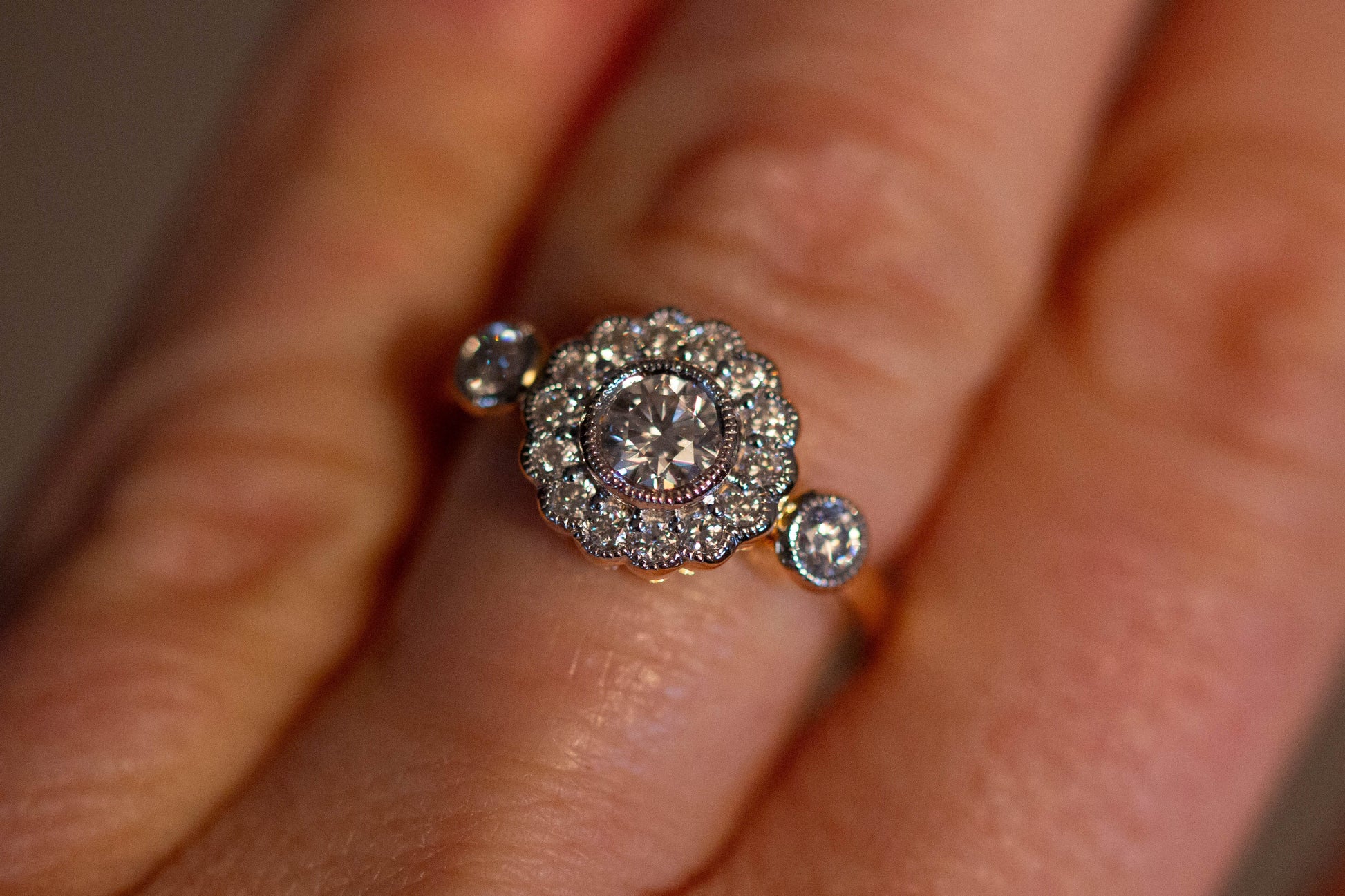 Diamond Daisy Cluster Ring — view 5
