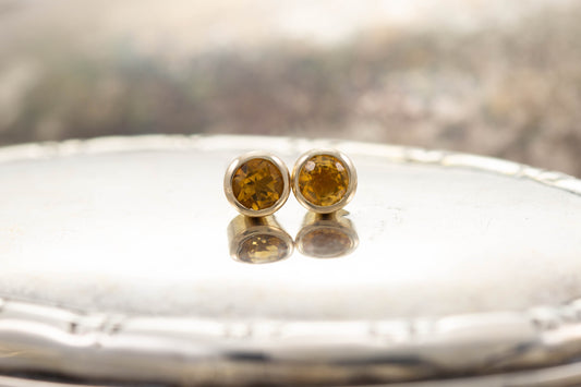 Yellow Gold Citrine Stud Earrings
