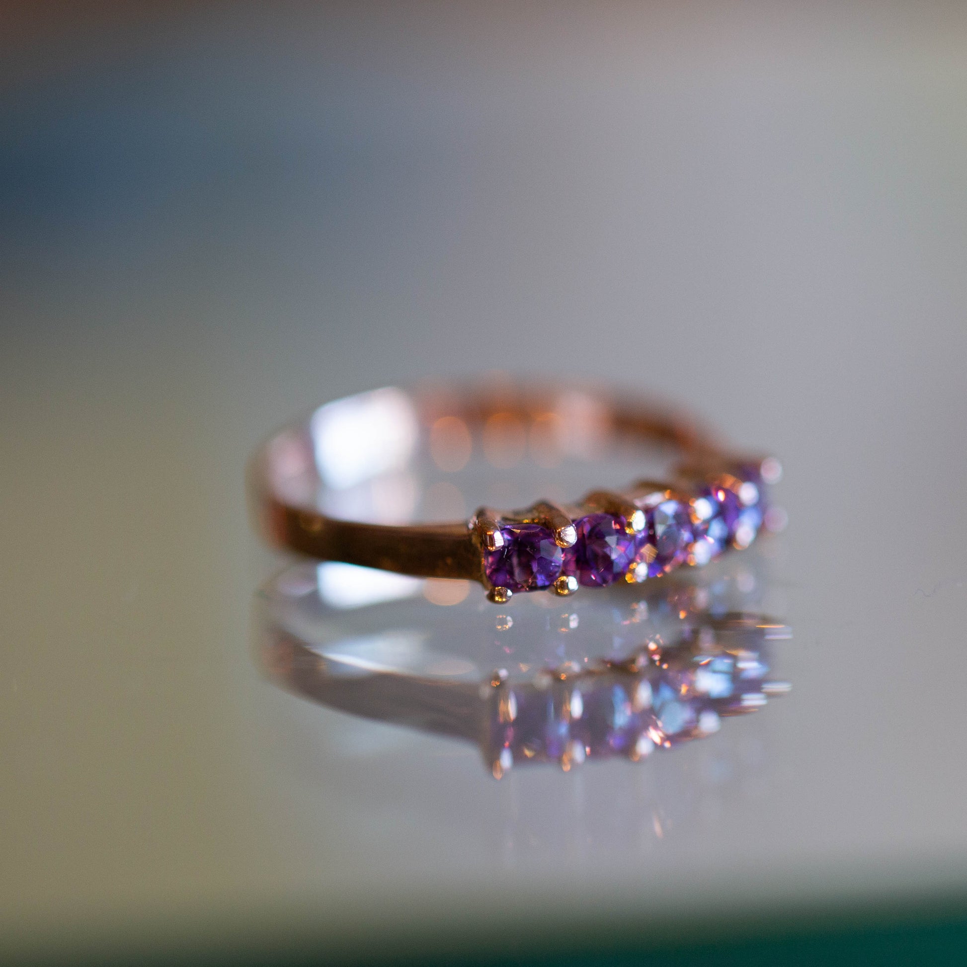Amethyst Five Stone Ring — view 2