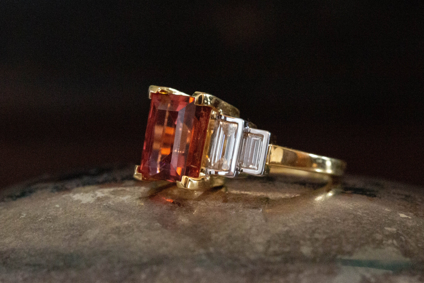 Pink Tourmaline and Diamond Dress Ring — view 3