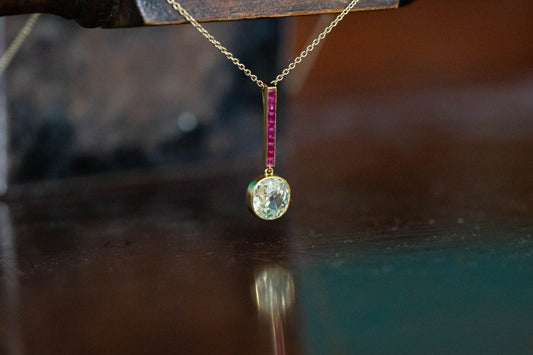 Old Cut Diamond and Ruby Pendant