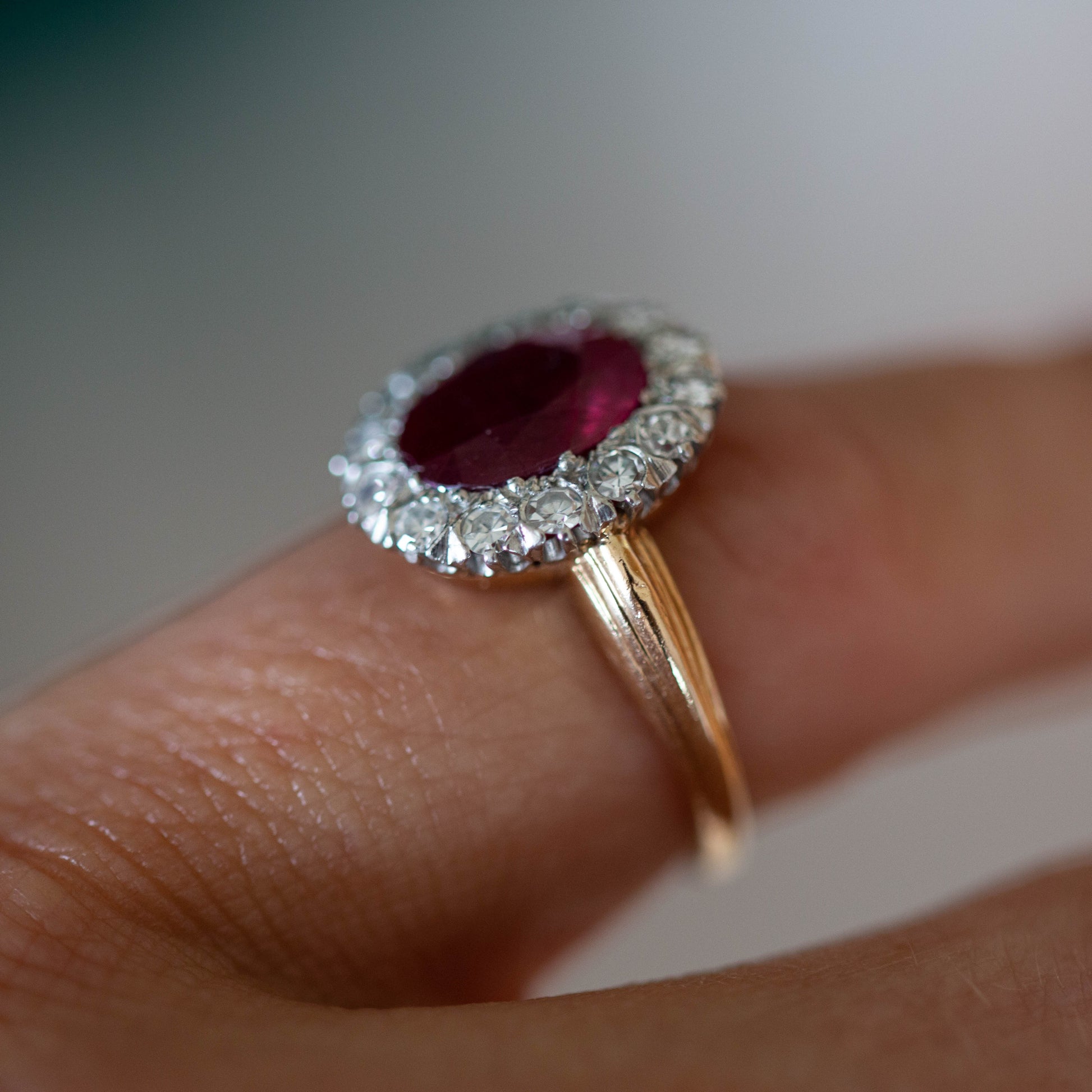 Vintage Ruby and Diamond Cluster Ring — view 6