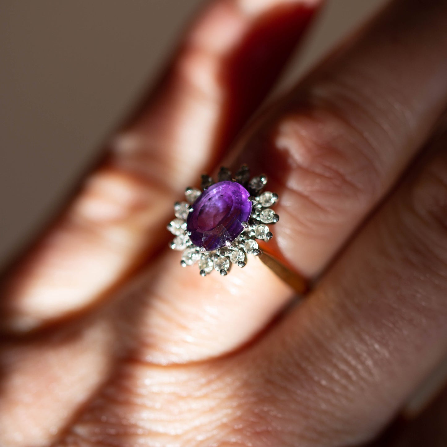 Amethyst and Diamond Cluster Ring — view 8