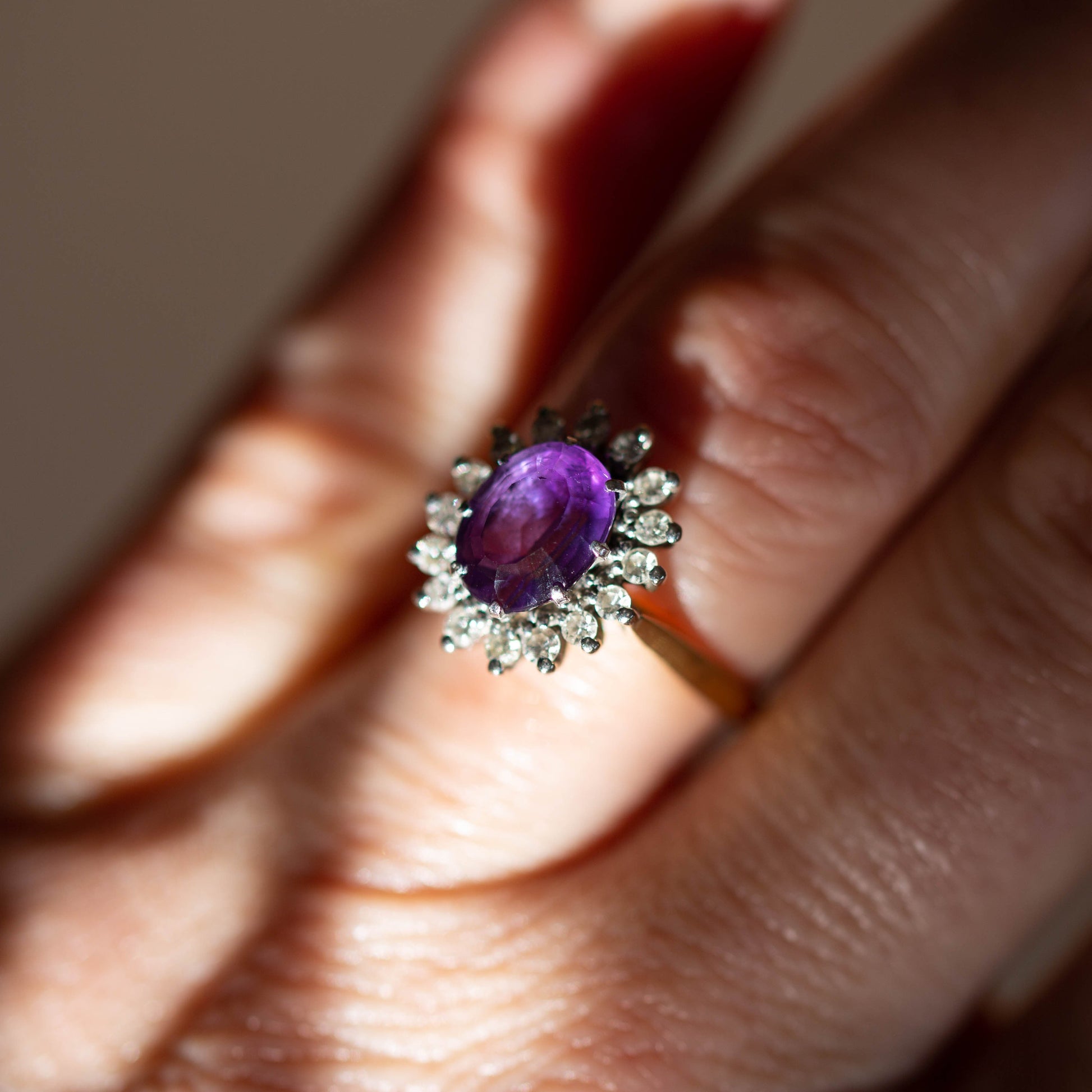 Amethyst and Diamond Cluster Ring — view 8
