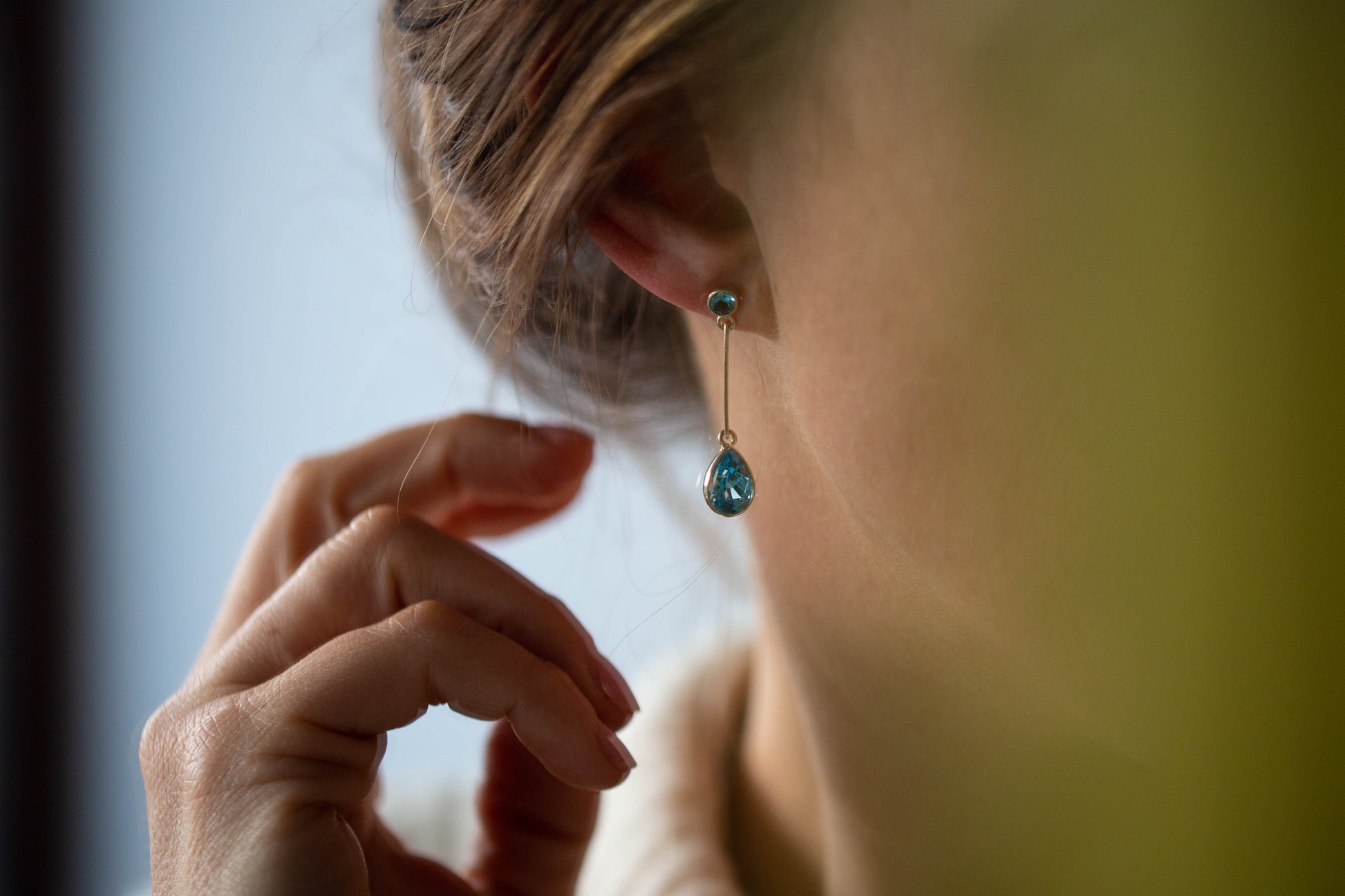 Blue Topaz Drop Earrings — view 3