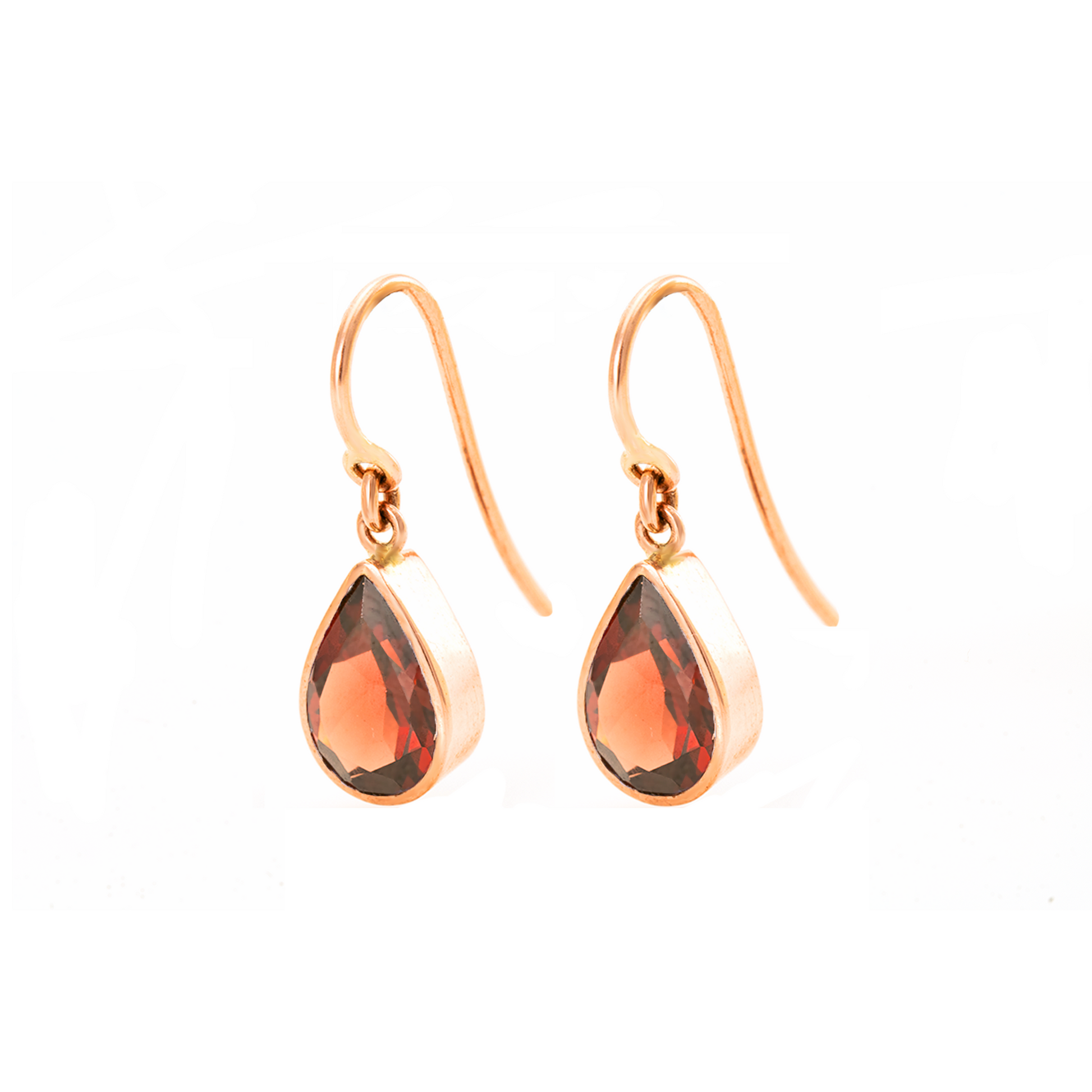 Rose Gold Garnet Shepherds Hook Earrings — view 3