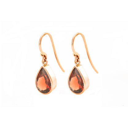 Rose Gold Garnet Shepherds Hook Earrings — view 3