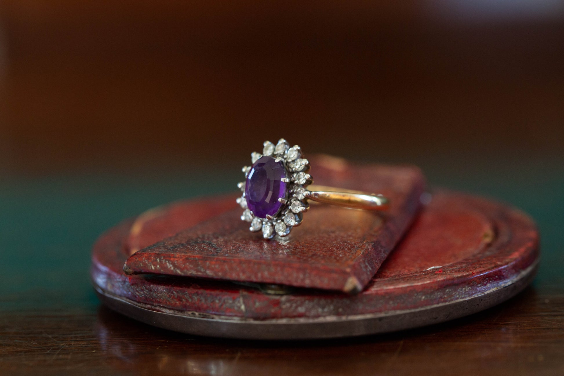 Amethyst and Diamond Cluster Ring — view 3