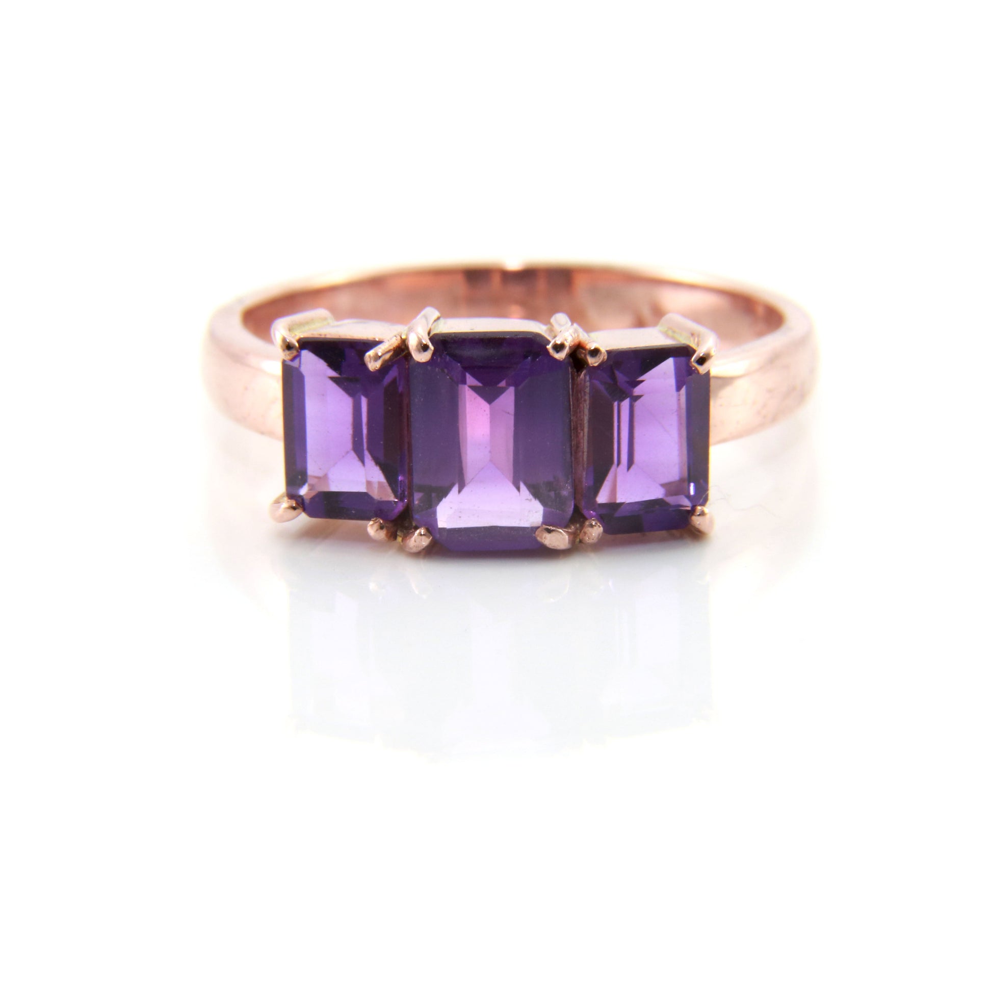 Three Stone Amethyst Ring — view 5