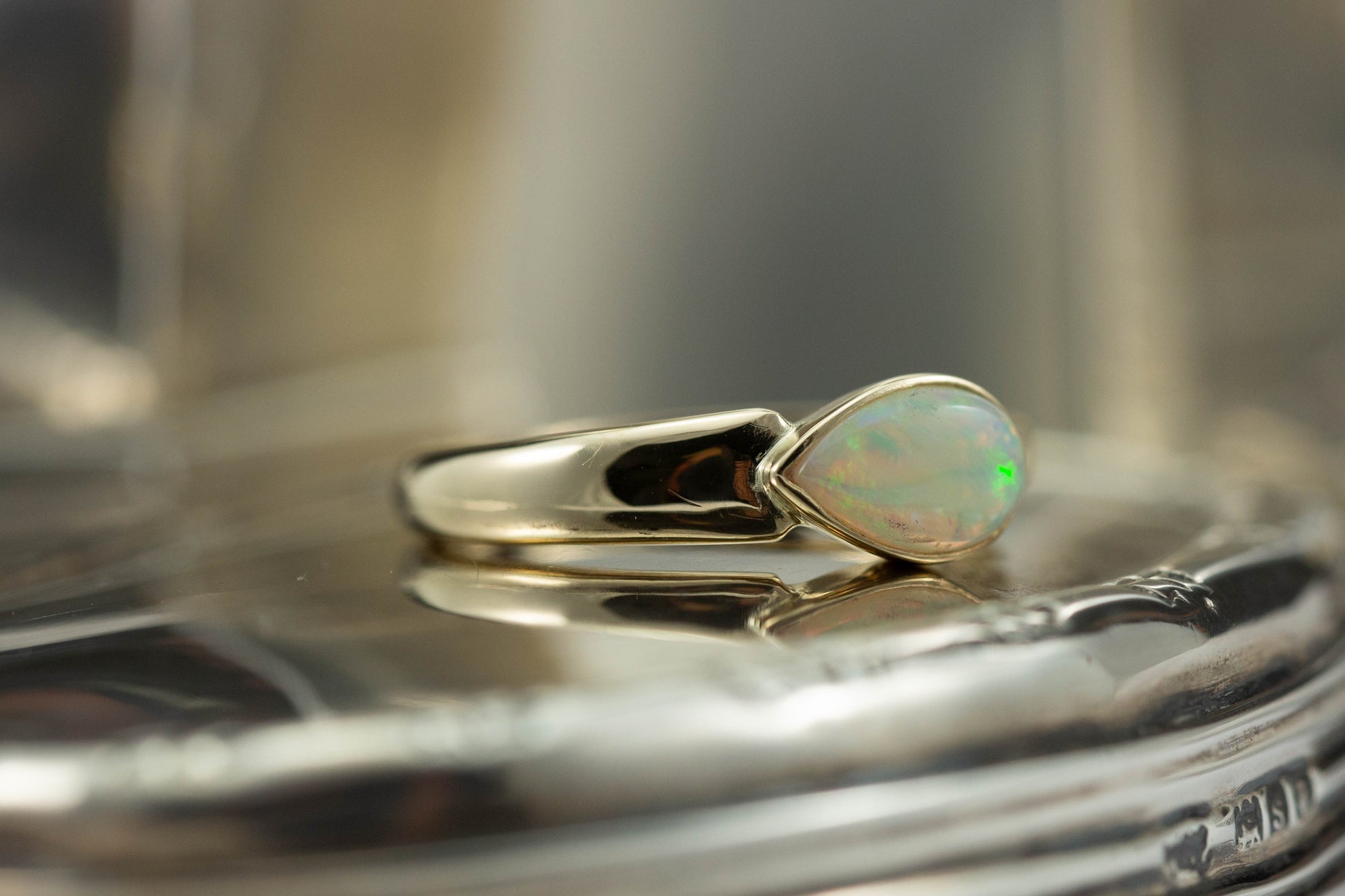 Teardrop Opal Solitaire Ring — view 5
