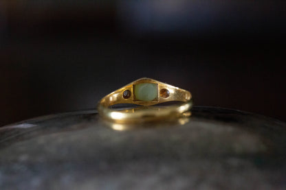 Catseye and Diamond Three Stone Ring — view 5