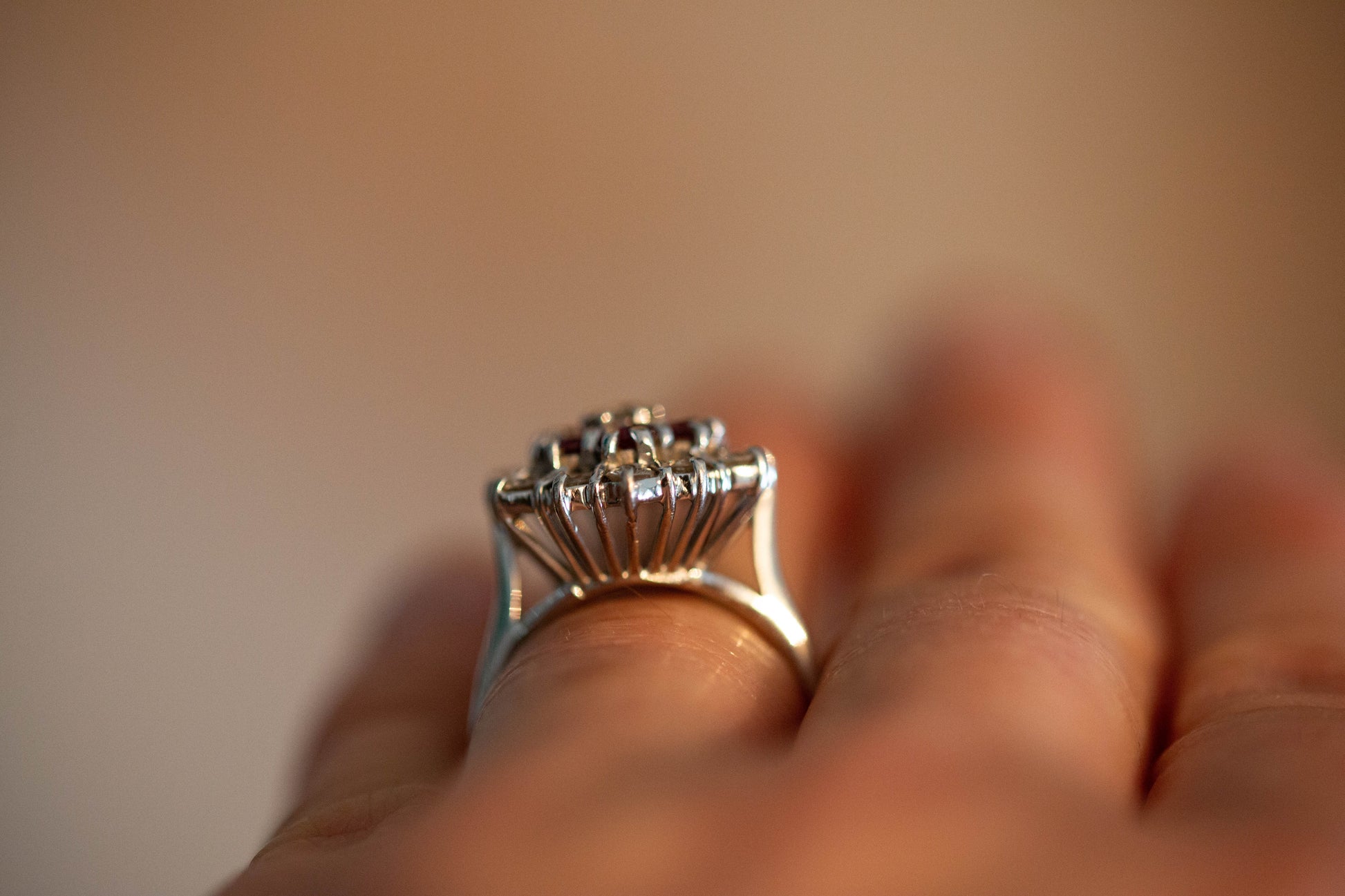 Vintage Ruby and Diamond Cocktail Ring — view 5