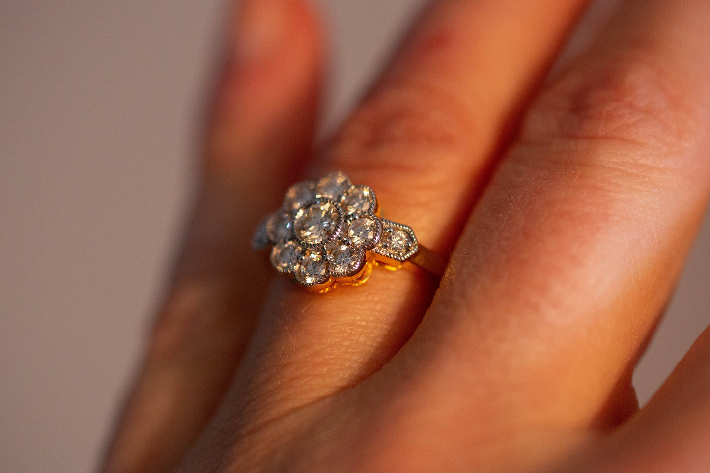 Diamond Daisy Cluster Ring — view 6