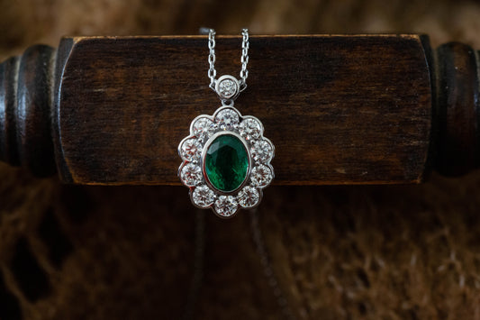 Emerald and Diamond Cluster Pendant
