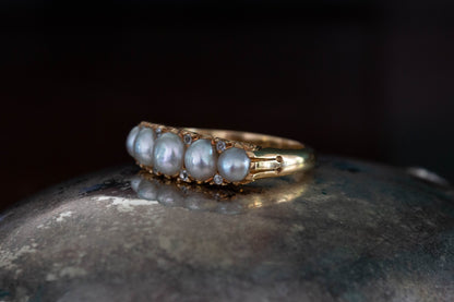 A Victorian Pearl and Diamond Half Hoop Ring — view 2