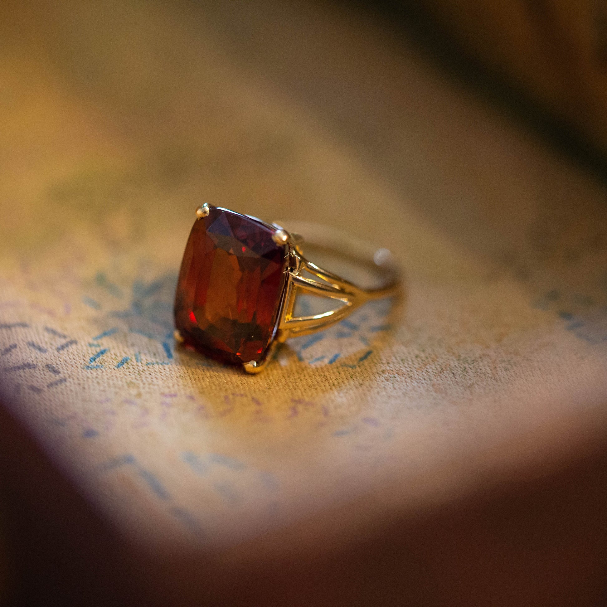 Orange Zircon Solitaire Ring — view 3