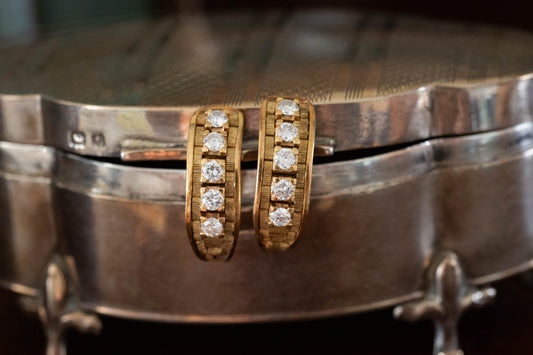 Vintage Diamond Hoop Earrings