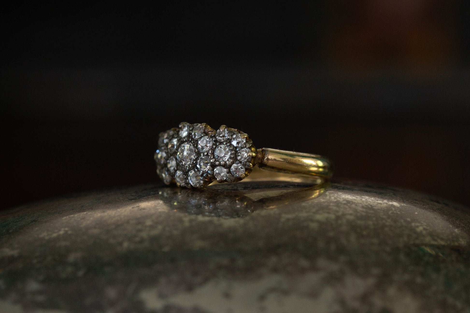 Antique Diamond Cluster Ring — view 3