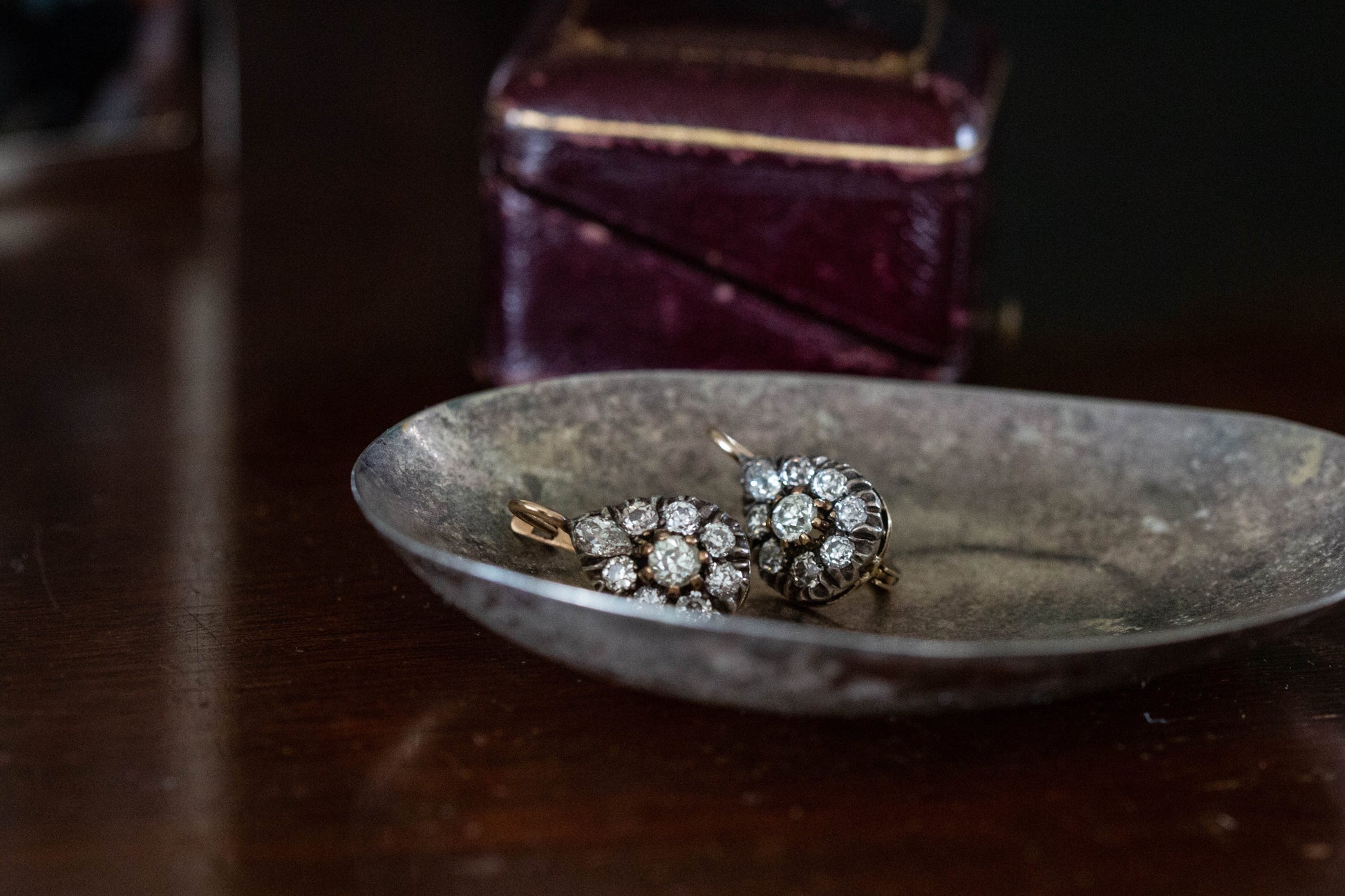 Victorian Diamond Teardrop Earrings — view 5