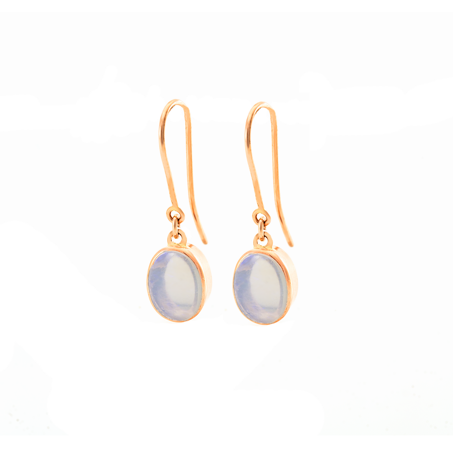 Rose Gold Moonstone Shepherds Hook Earrings — view 3