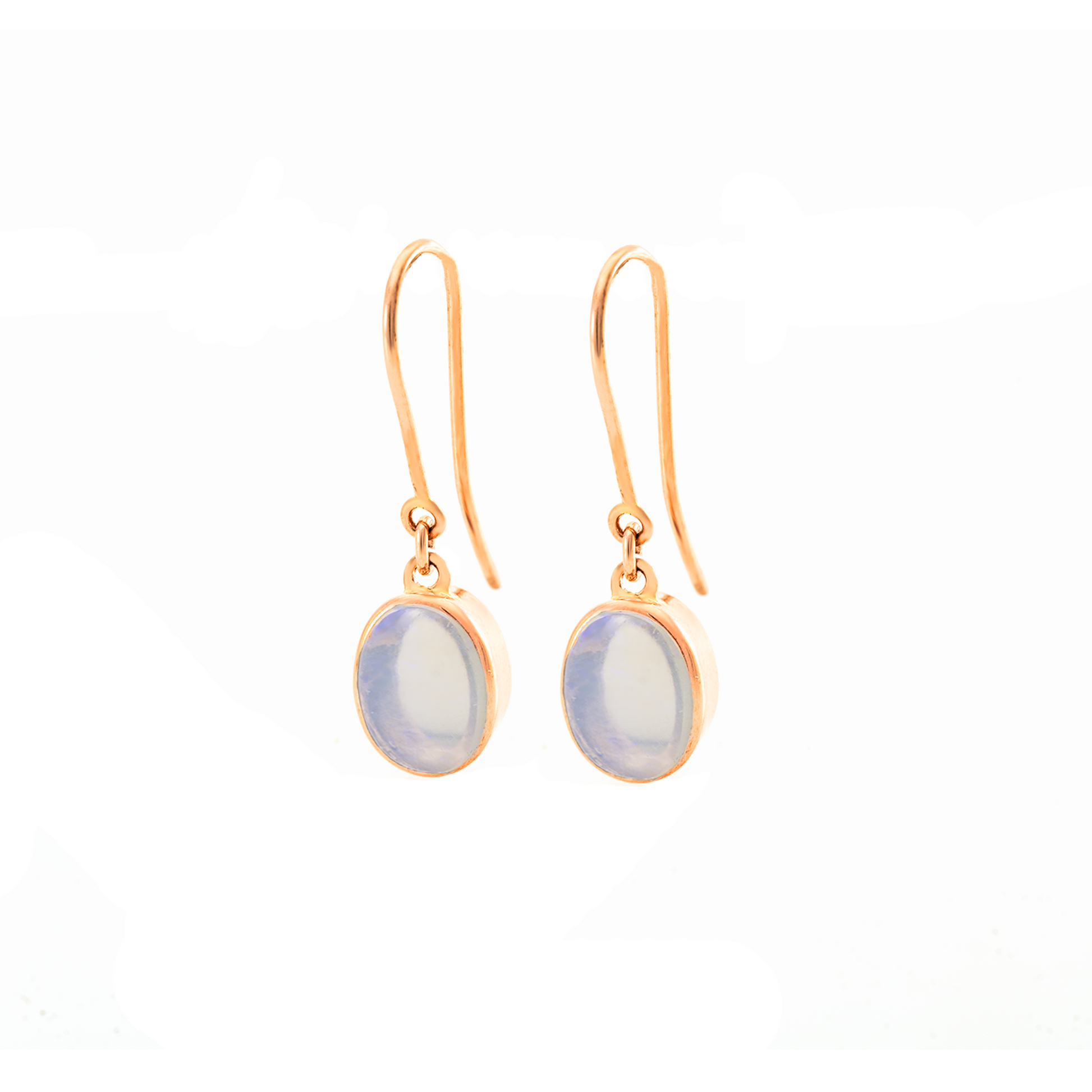 Rose Gold Moonstone Shepherds Hook Earrings — view 3