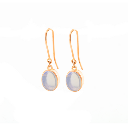 Rose Gold Moonstone Shepherds Hook Earrings — view 3