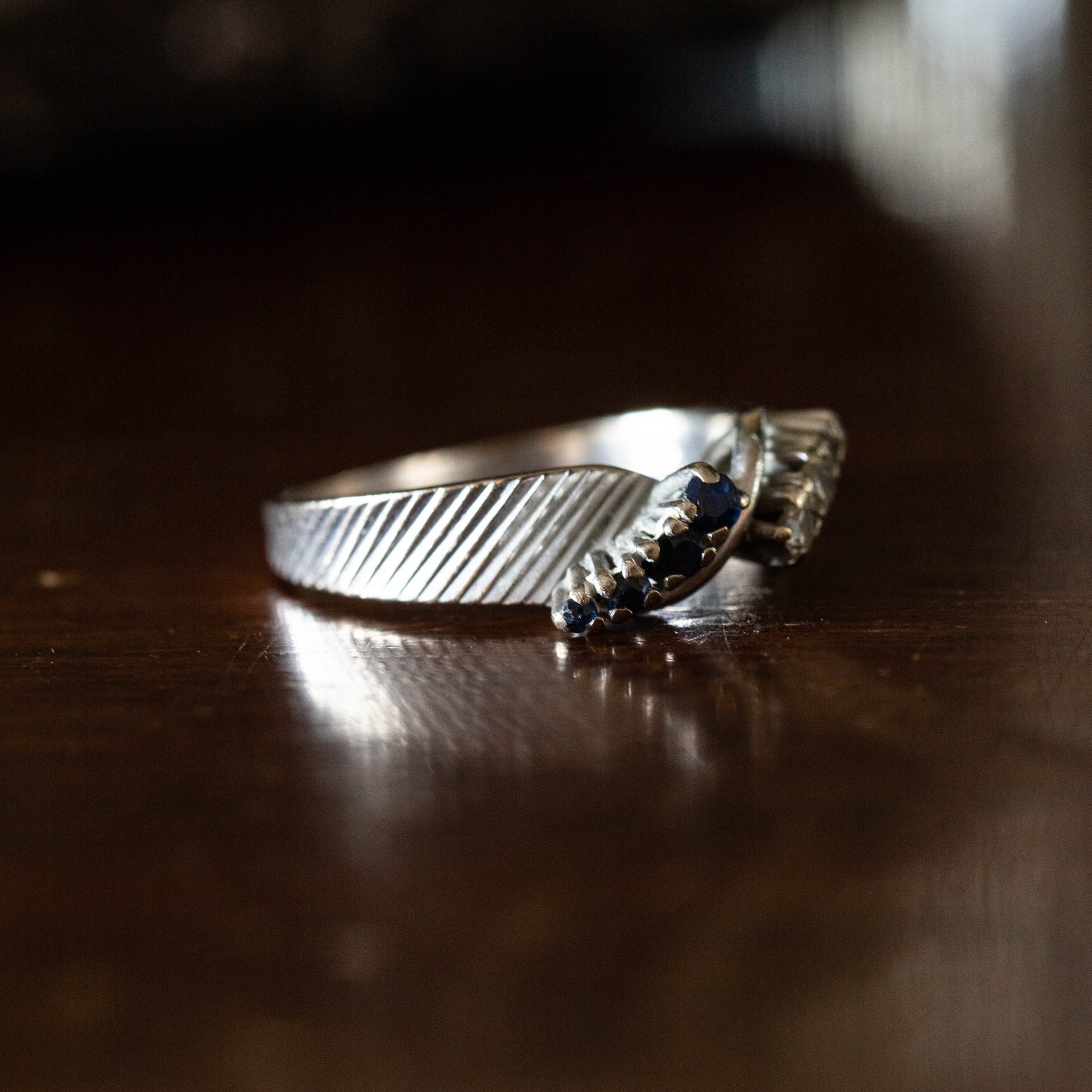 Sapphire and Diamond Twist Ring — view 3