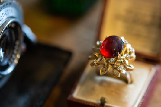 Garnet and Diamond Cluster Ring