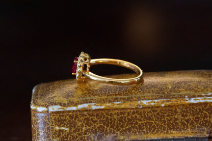 Ruby and Diamond Cluster Ring — view 3