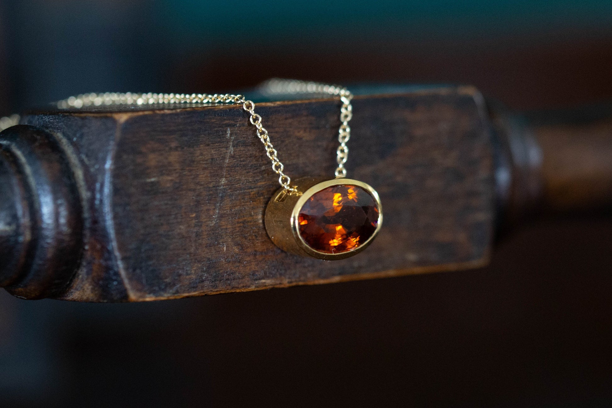 Burnt Orange Zircon Slider Pendant — view 4