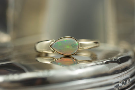 Teardrop Opal Solitaire Ring