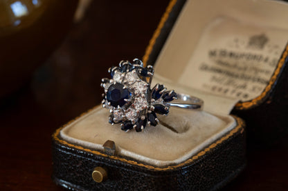 Sapphire and Diamond Cluster Ring — view 5